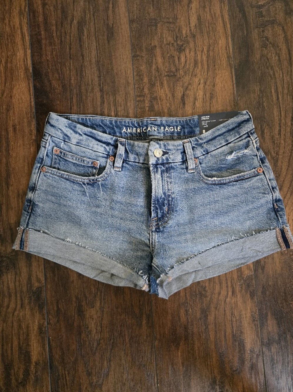 American Eagle Outfitters Light Blue Rolled Hem Denim Shorts